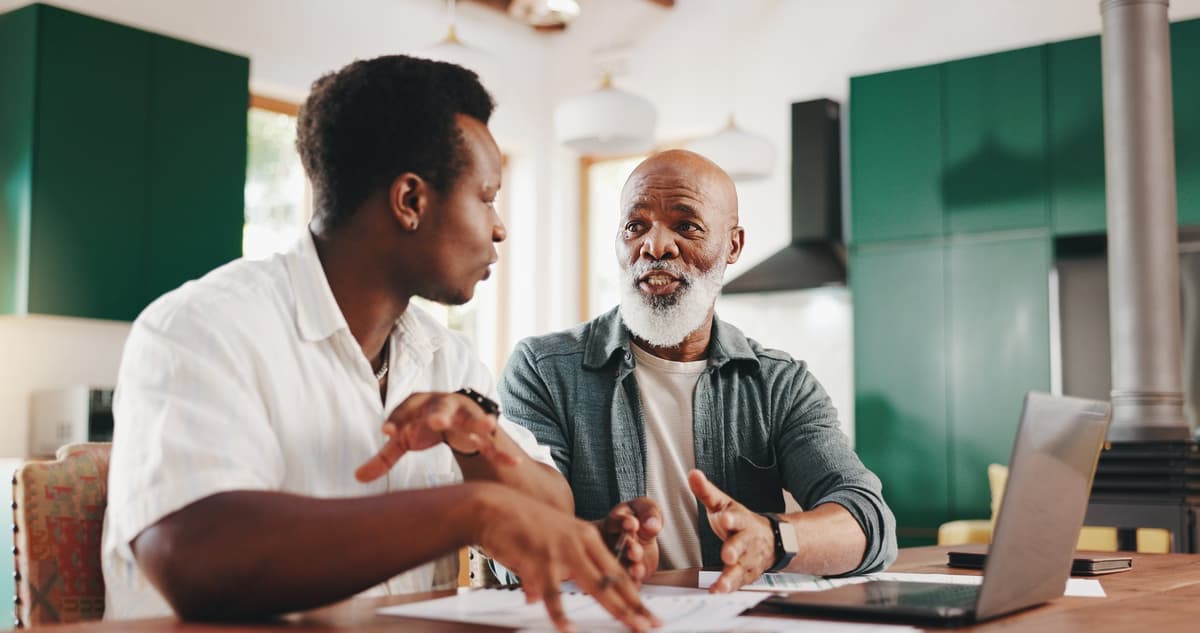 Family reviewing finances